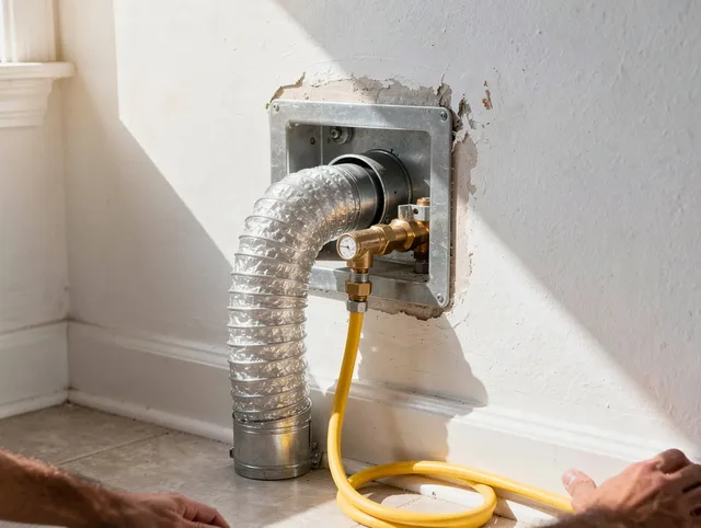 Heath Dryer Vent Cleaning certified technician performing specialized gas dryer vent cleaning in Heath